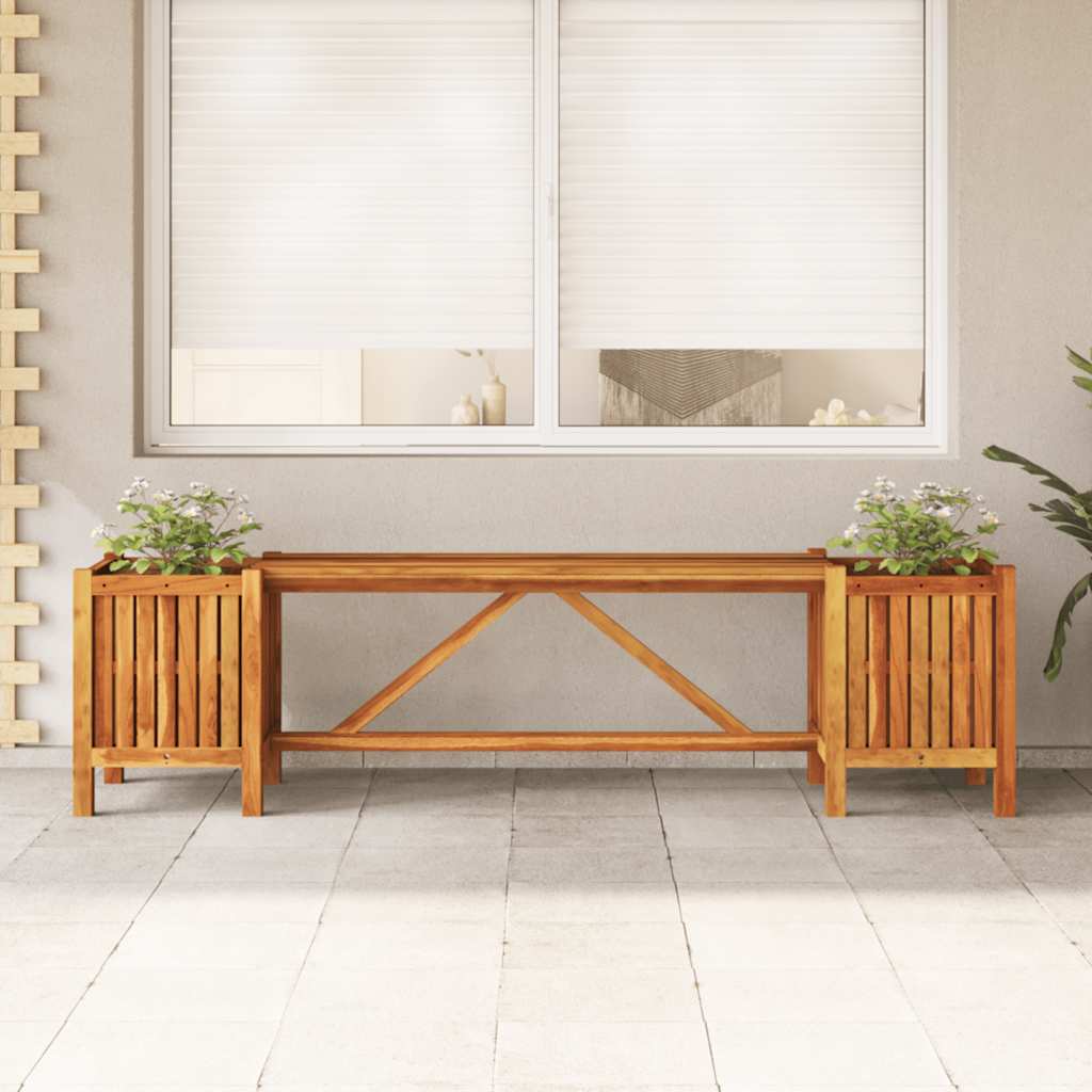 vidaXL Tuinbank met 2 bloembakken 150x30x40 cm massief acaciahout - Aashly