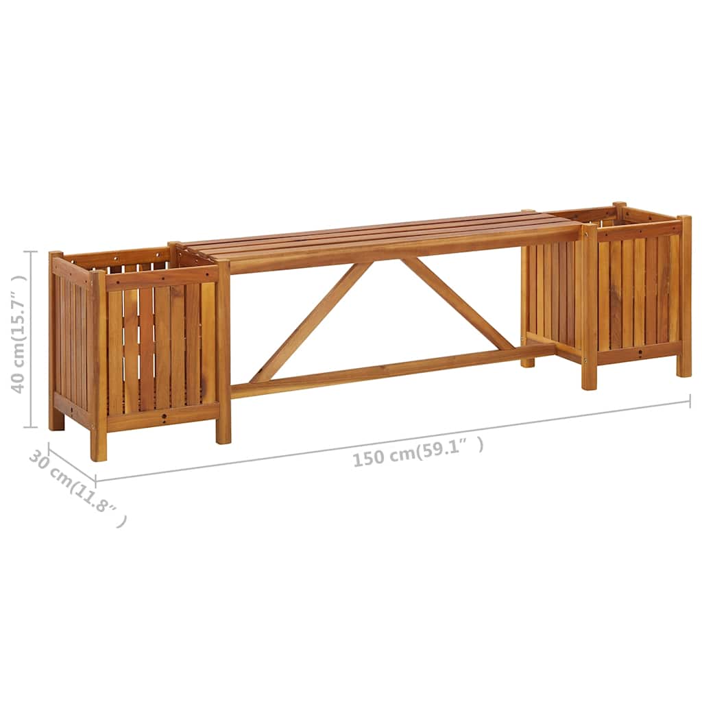 vidaXL Tuinbank met 2 bloembakken 150x30x40 cm massief acaciahout - Aashly
