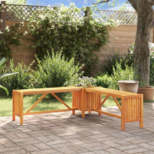 vidaXL Tuinbank met 2 bloembakken 150x30x40 cm massief acaciahout - Aashly