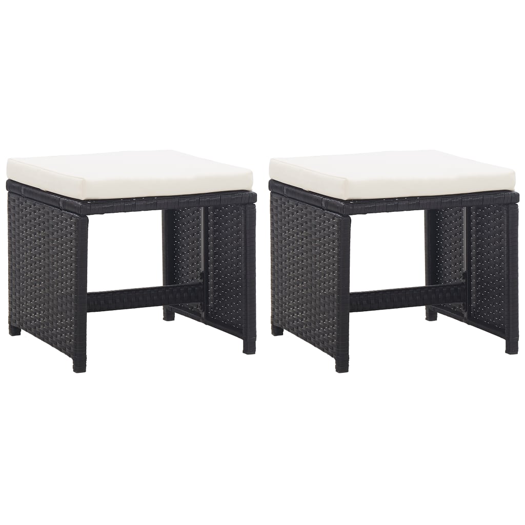 vidaXL Tuinkrukken 2 st met kussens poly rattan zwart - Aashly