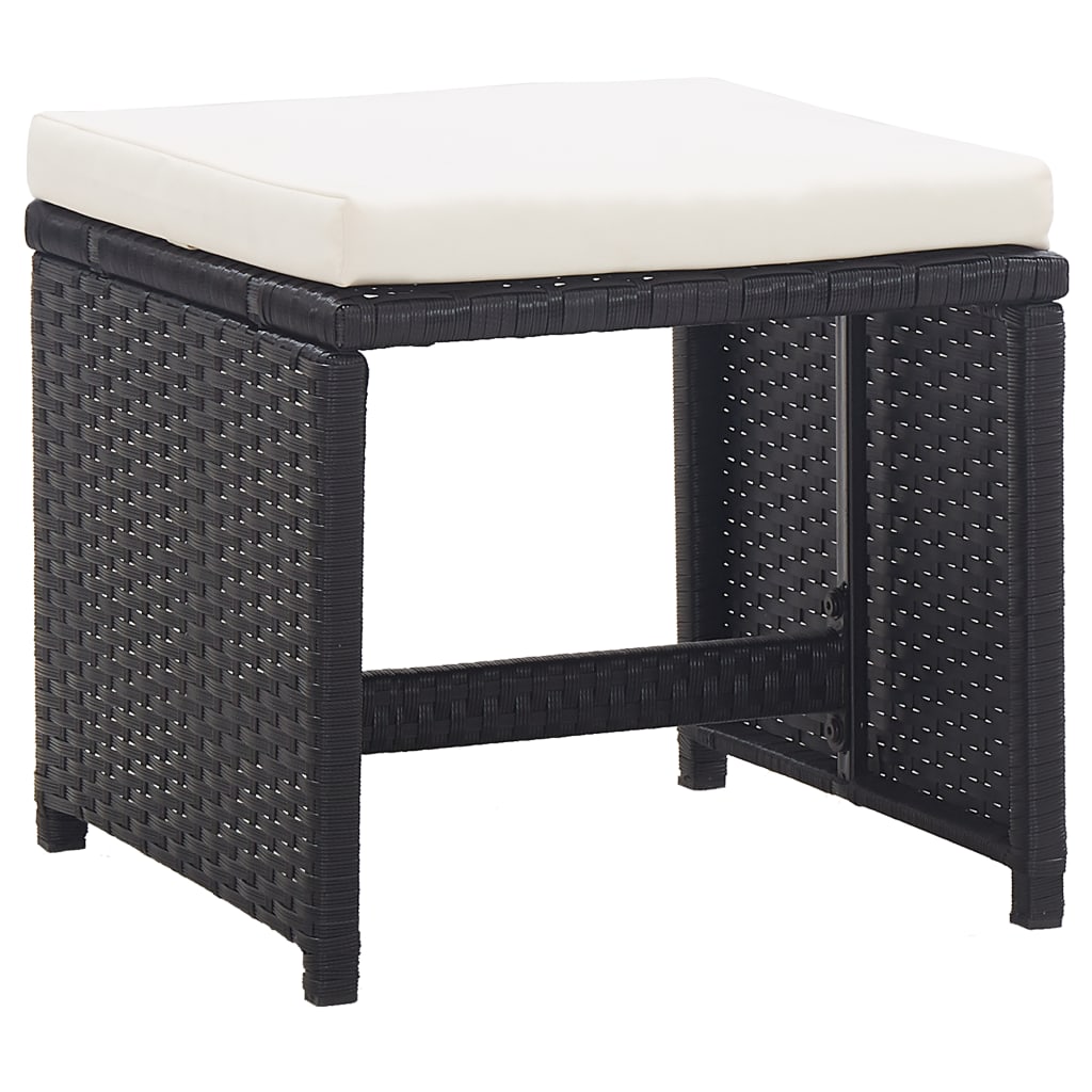 vidaXL Tuinkrukken 2 st met kussens poly rattan zwart - Aashly