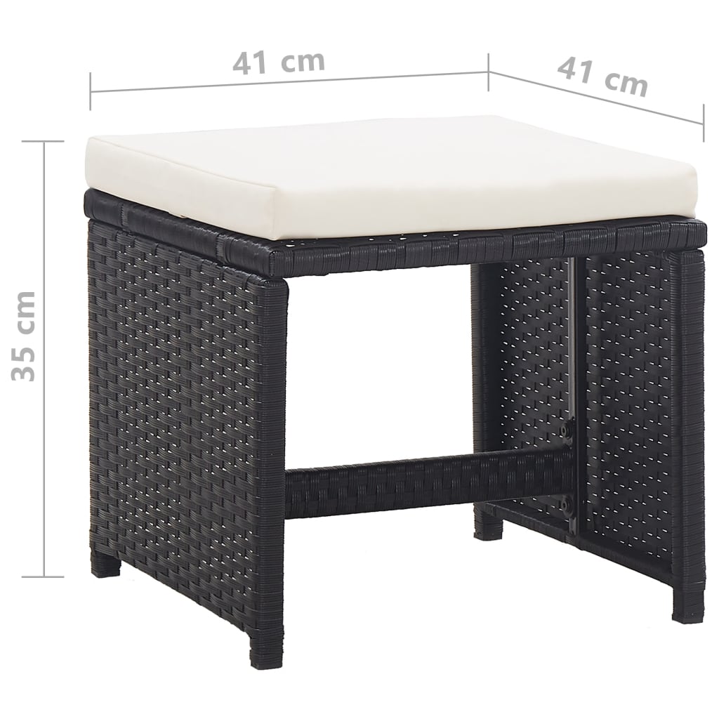 vidaXL Tuinkrukken 2 st met kussens poly rattan zwart - Aashly