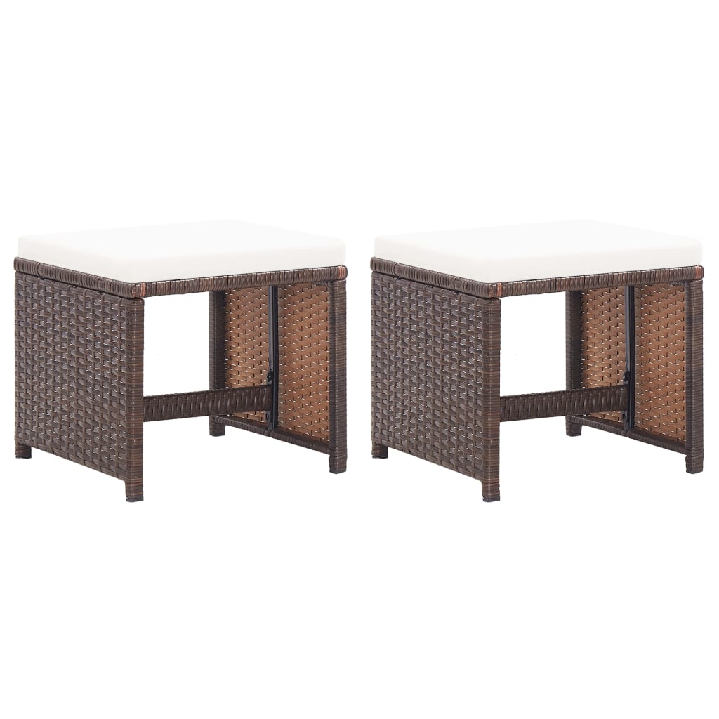 vidaXL Tuinkrukken 2 st met kussens poly rattan zwart - Aashly