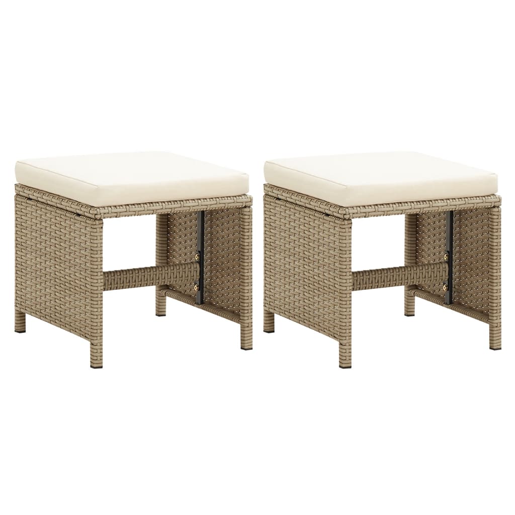 vidaXL Tuinkrukken 2 st met kussens poly rattan zwart - Aashly