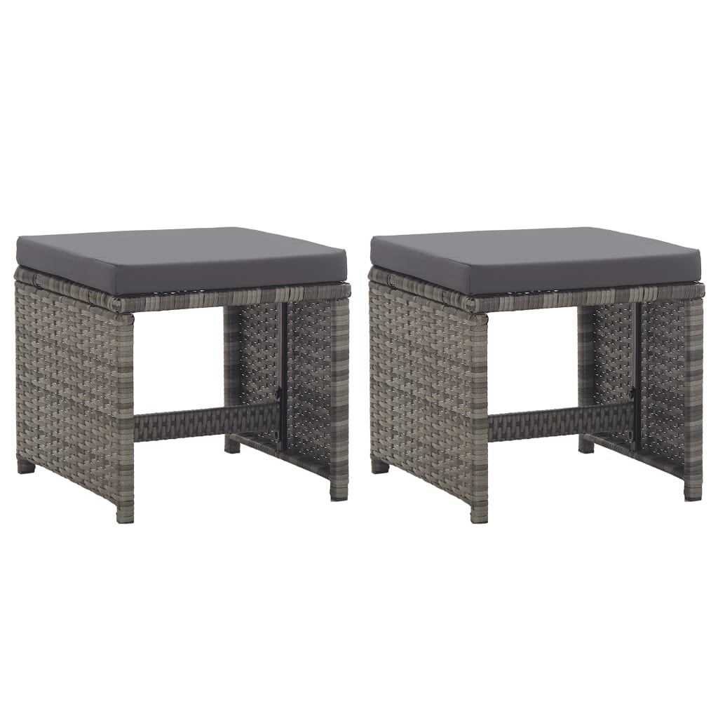 vidaXL Tuinkrukken 2 st met kussens poly rattan zwart - Aashly
