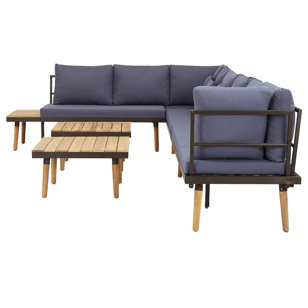 vidaXL Loungeset 8-zits met kussens massief acaciahout