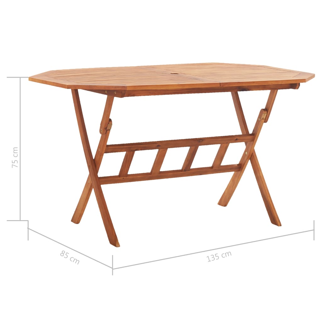 vidaXL Tuintafel inklapbaar 135x85x75 cm massief acaciahout - Aashly