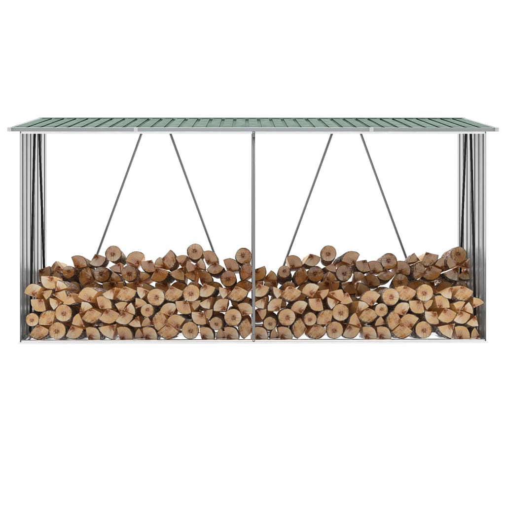vidaXL Haardhoutschuur 330x84x152 cm gegalvaniseerd staal bruin - Aashly