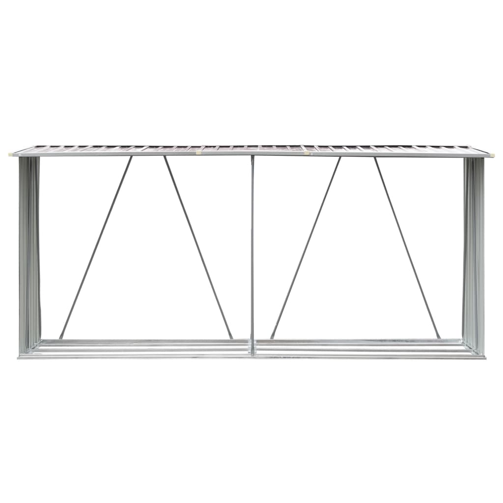 vidaXL Haardhoutschuur 330x84x152 cm gegalvaniseerd staal bruin - Aashly