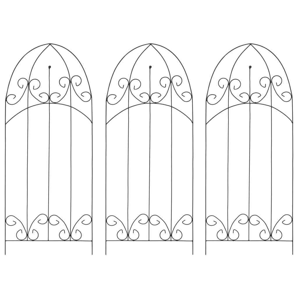 vidaXL Plantenklimrekken 3 st 40x100 cm ijzer zwart - Aashly