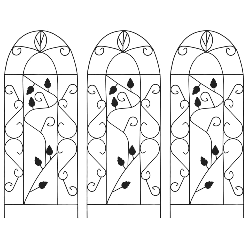 vidaXL Plantenklimrekken 3 st 40x100 cm ijzer zwart - Aashly