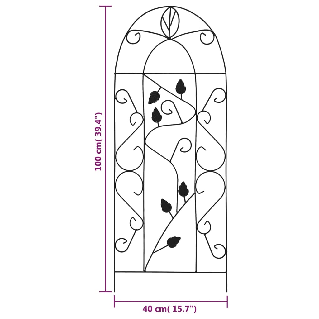 vidaXL Plantenklimrekken 3 st 40x100 cm ijzer zwart - Aashly