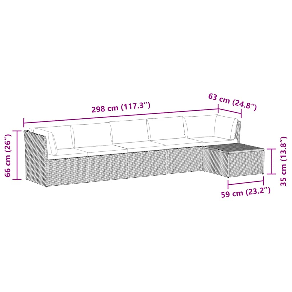 vidaXL 4-delige Loungeset met kussens poly rattan bruin - Aashly