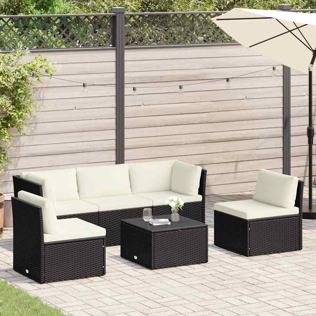 vidaXL 4-delige Loungeset met kussens poly rattan bruin - Aashly