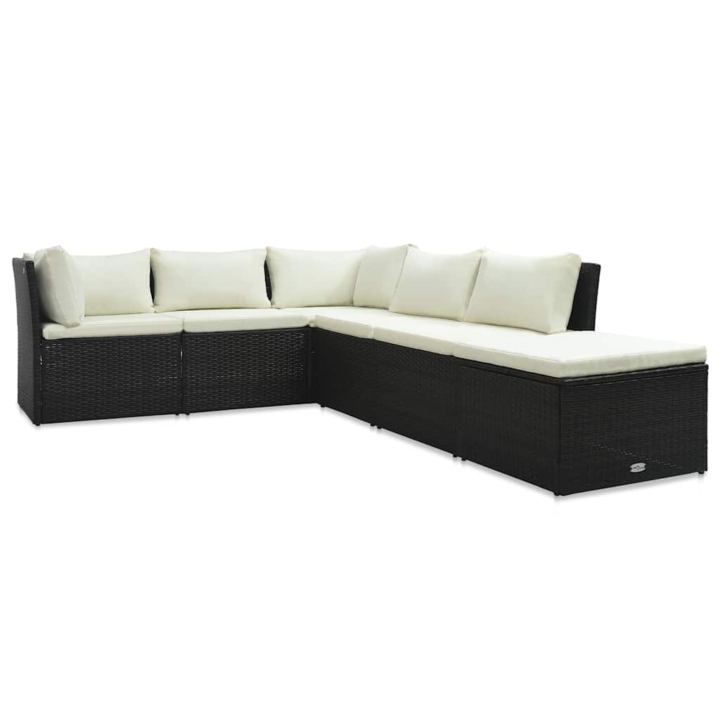 vidaXL 4-delige Loungeset met kussens poly rattan bruin - Aashly