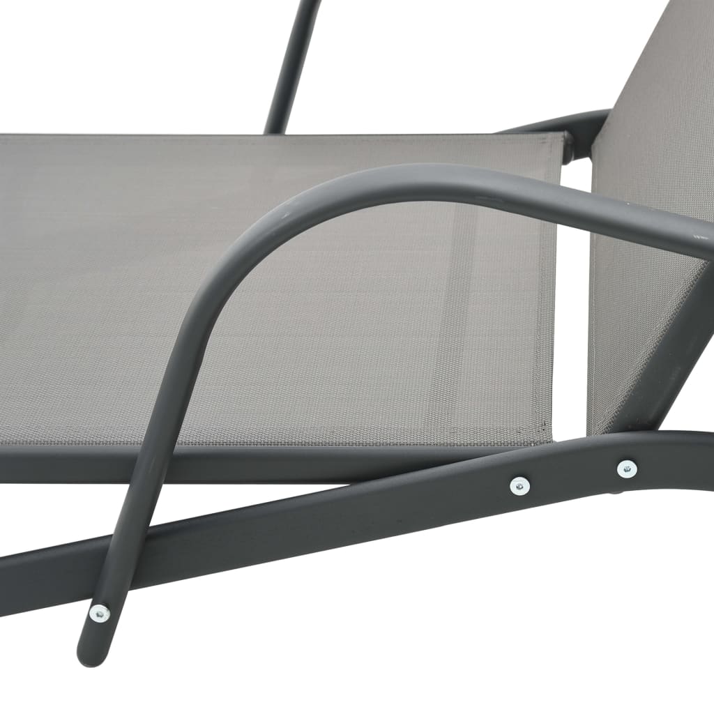 vidaXL Ligbedden 2 st met tafel textileen en staal - Aashly