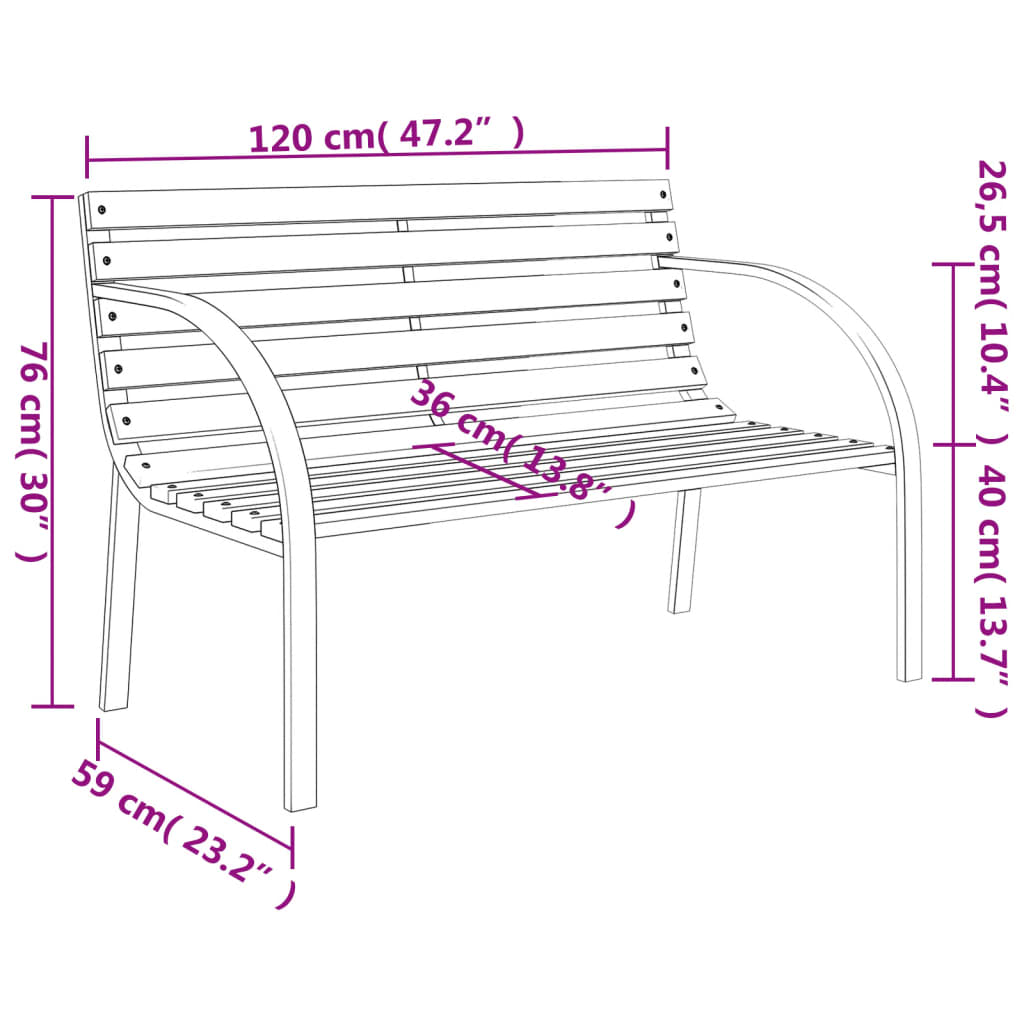 vidaXL Tuinbank 120 cm hout grijs