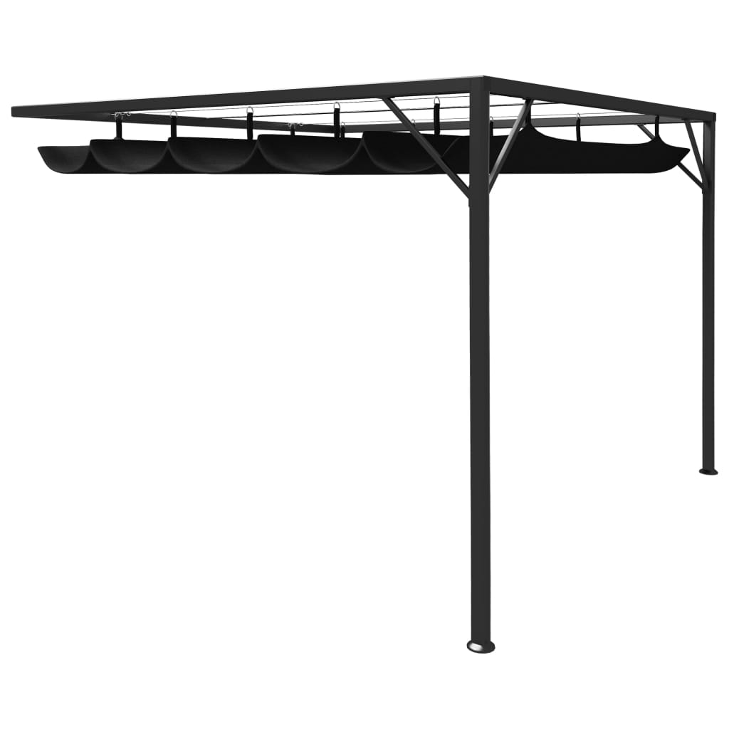 vidaXL Wall-Mounted Pergola with Retractable Roof 3x3x2.3 m