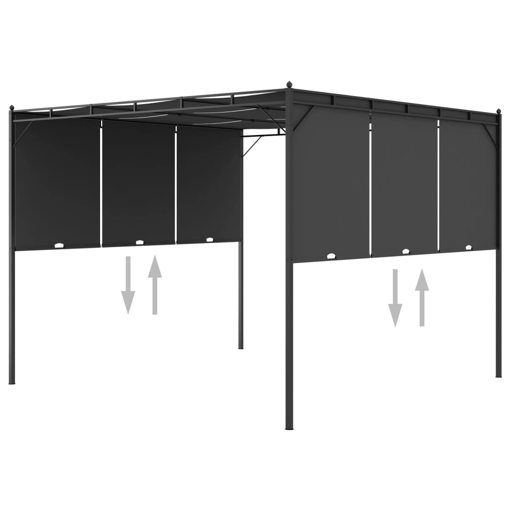 vidaXL Tuinprieel met zijgordijn 3x3x2,25 m antraciet - Aashly