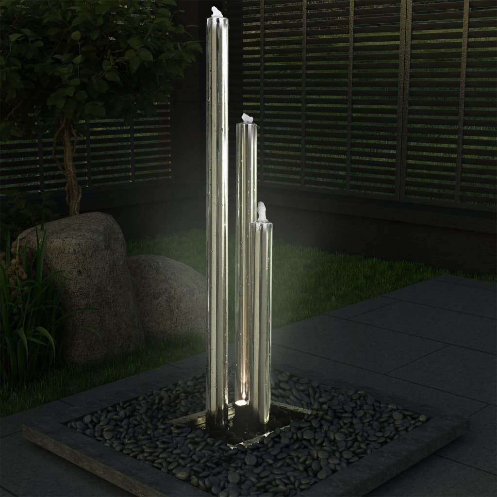 vidaXL Tuinfontein 48x34x123 cm roestvrij staal zilverkleurig