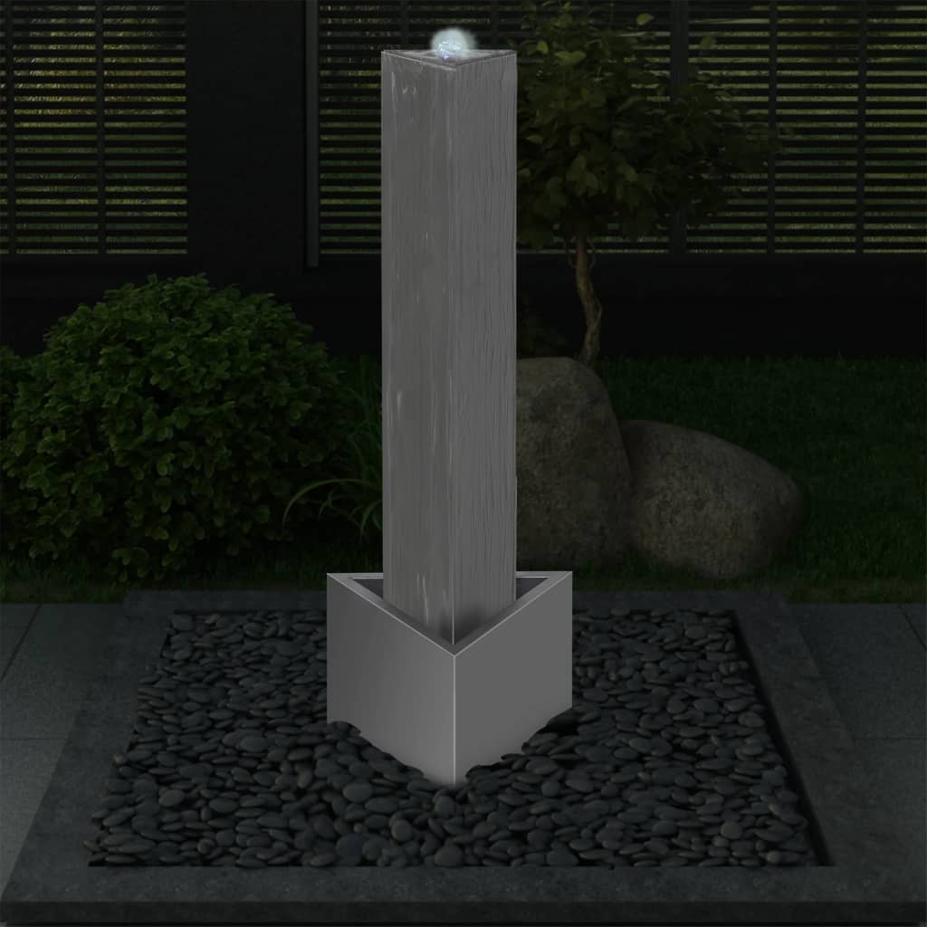 vidaXL Garden Fountain 37.7x32.6x110 cm Stainless Steel Silver Color