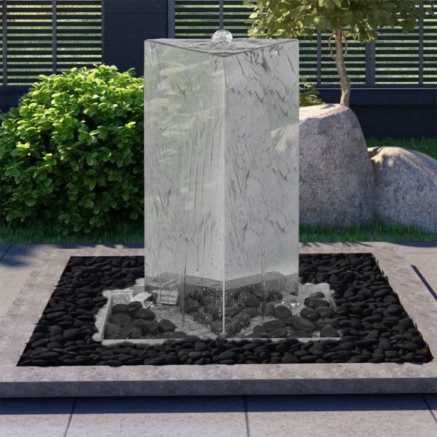 vidaXL Garden Fountain 37.7x32.6x110 cm Stainless Steel Silver Color
