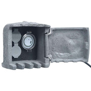 vidaXL Tuinstopcontact 2 ingangen met timer polyresin grijs