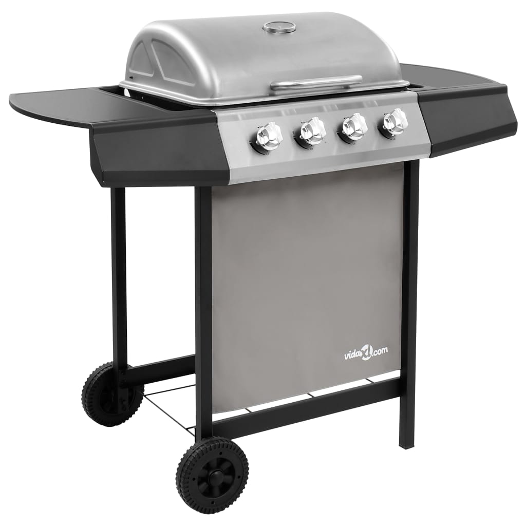 vidaXL Gasbarbecue met 4 branders zilverkleurig - Aashly
