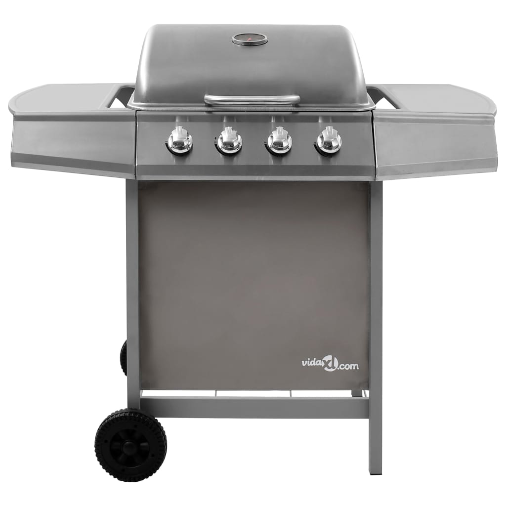 vidaXL Gasbarbecue met 4 branders zilverkleurig - Aashly