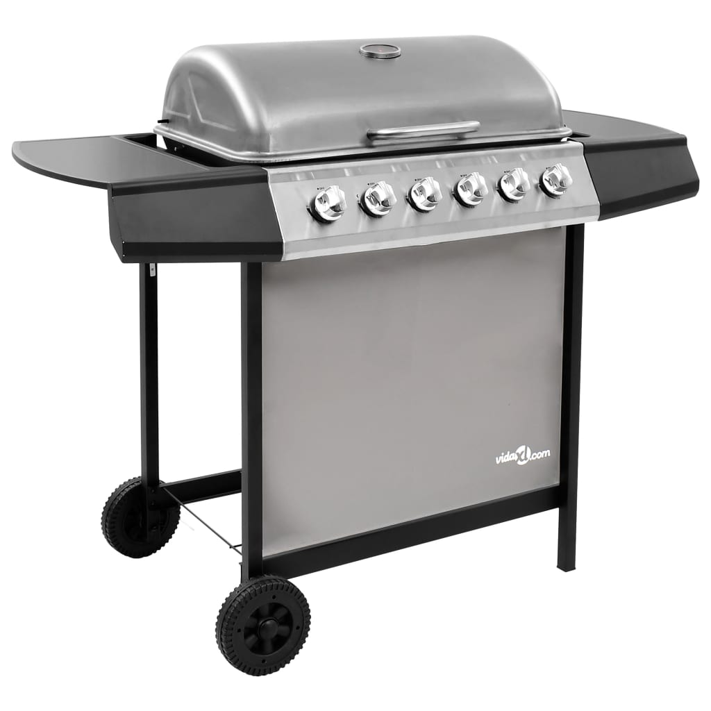 vidaXL Gasbarbecue met 4 branders zilverkleurig - Aashly