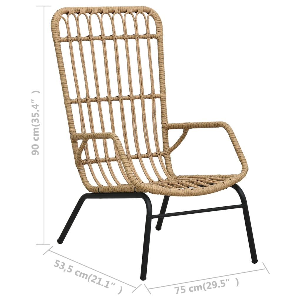 vidaXL Tuinstoel poly rattan lichtbruin - Aashly