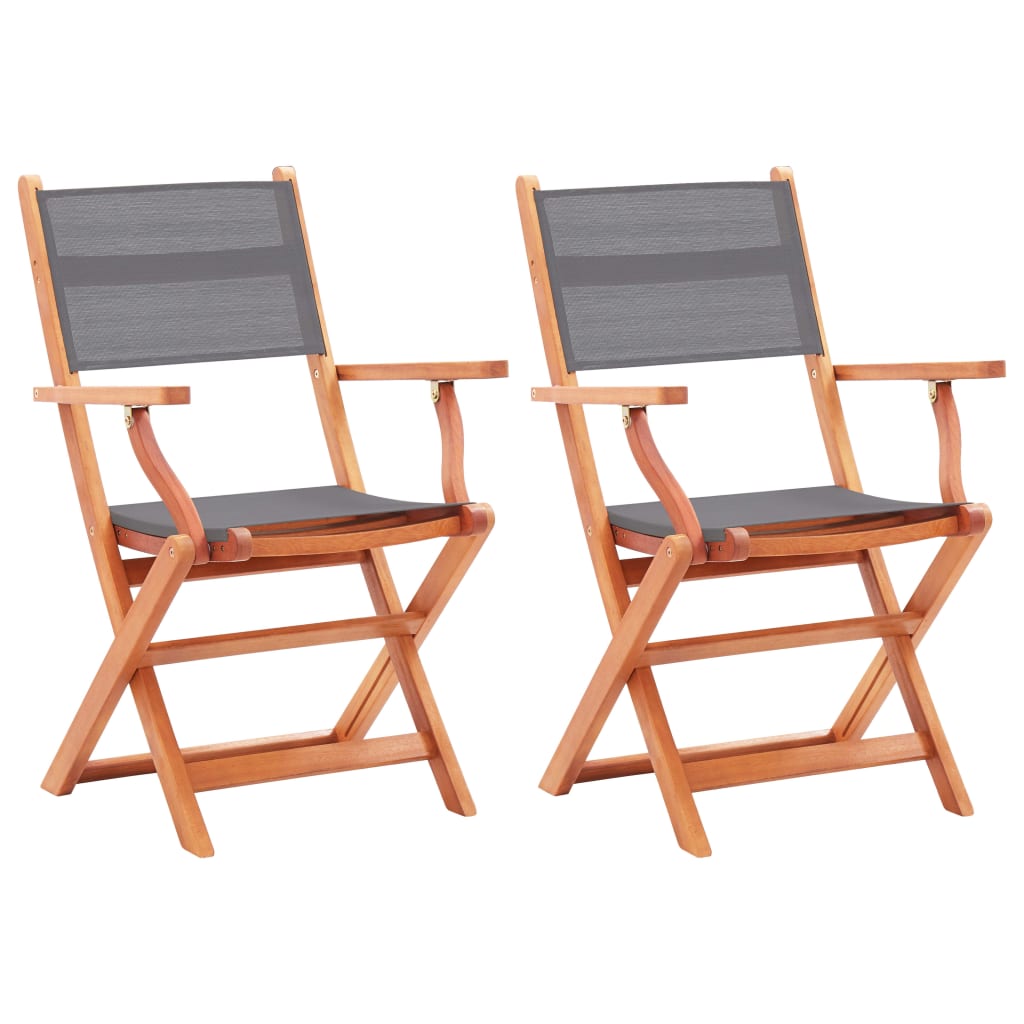vidaXL Tuinstoelen inklapbaar 2 st eucalyptushout en textileen zwart - Aashly