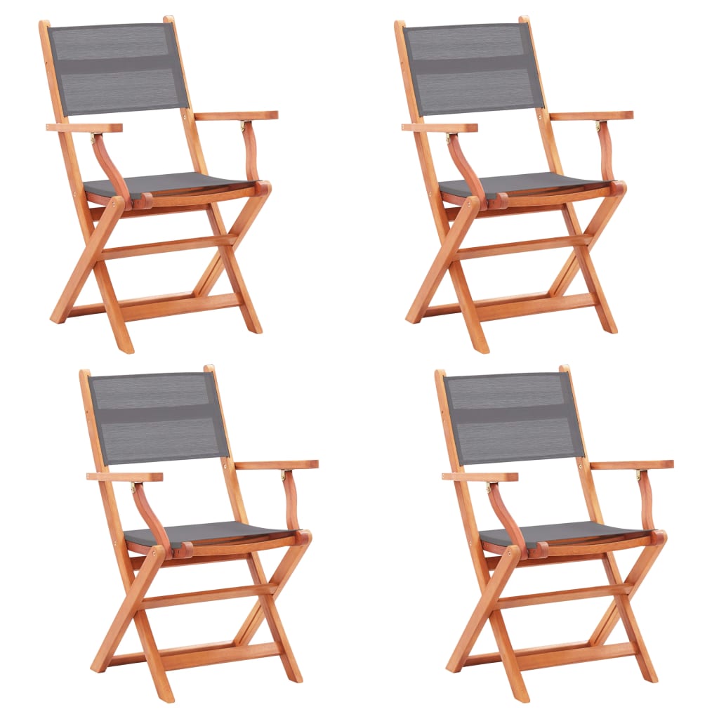 vidaXL Tuinstoelen inklapbaar 2 st eucalyptushout en textileen zwart - Aashly