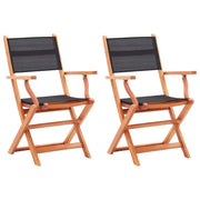 vidaXL Tuinstoelen inklapbaar 2 st eucalyptushout en textileen zwart - Aashly