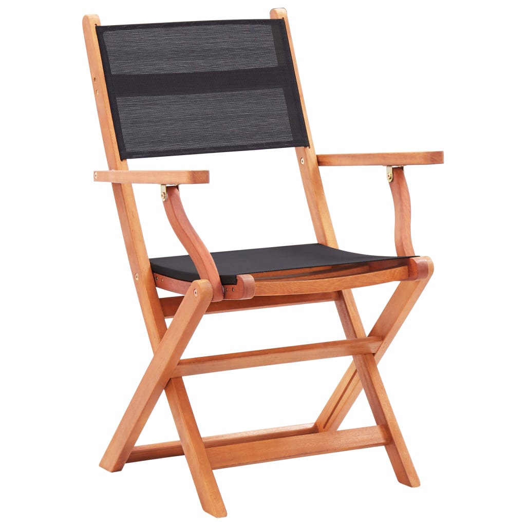 vidaXL Tuinstoelen inklapbaar 2 st eucalyptushout en textileen zwart - Aashly