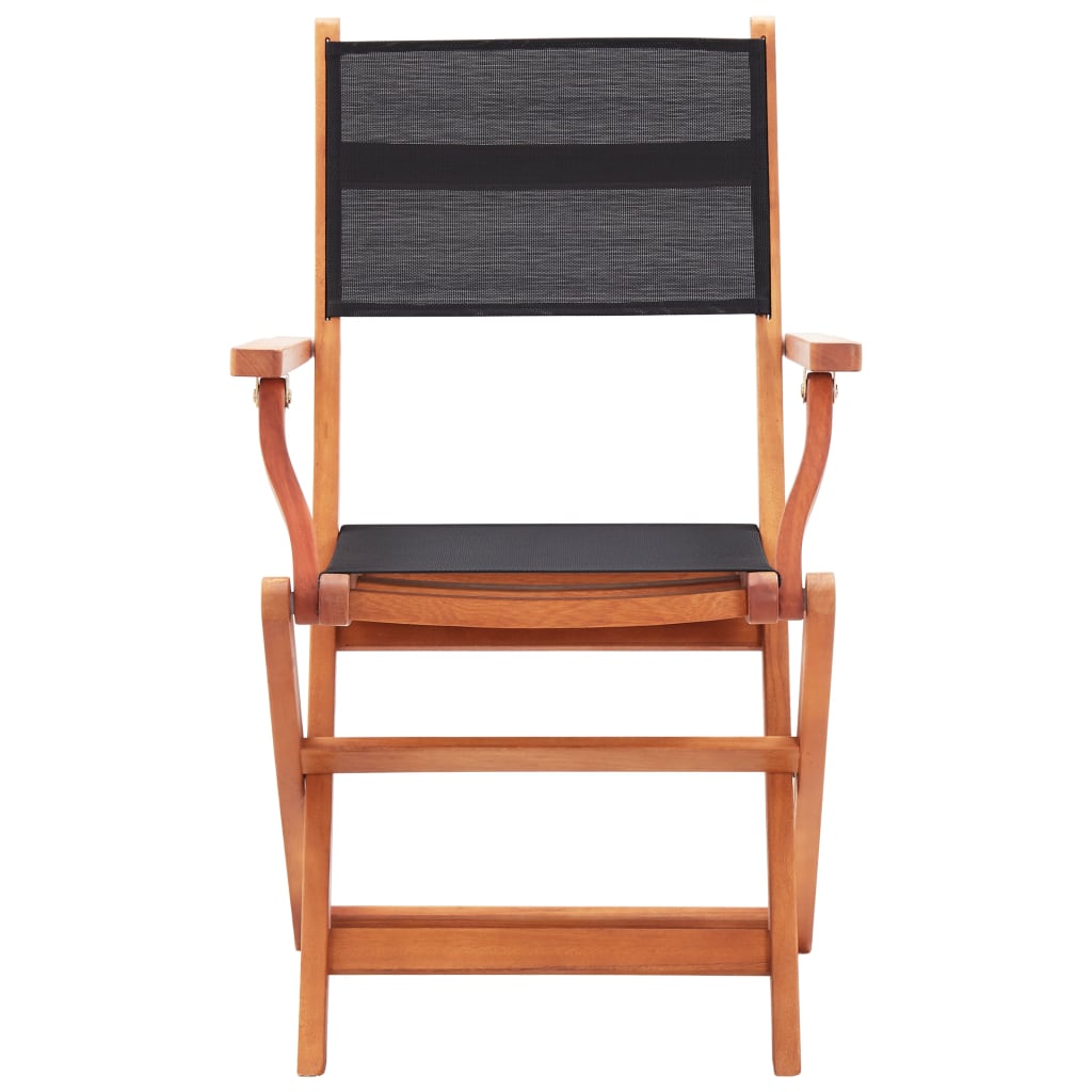 vidaXL Tuinstoelen inklapbaar 2 st eucalyptushout en textileen zwart - Aashly