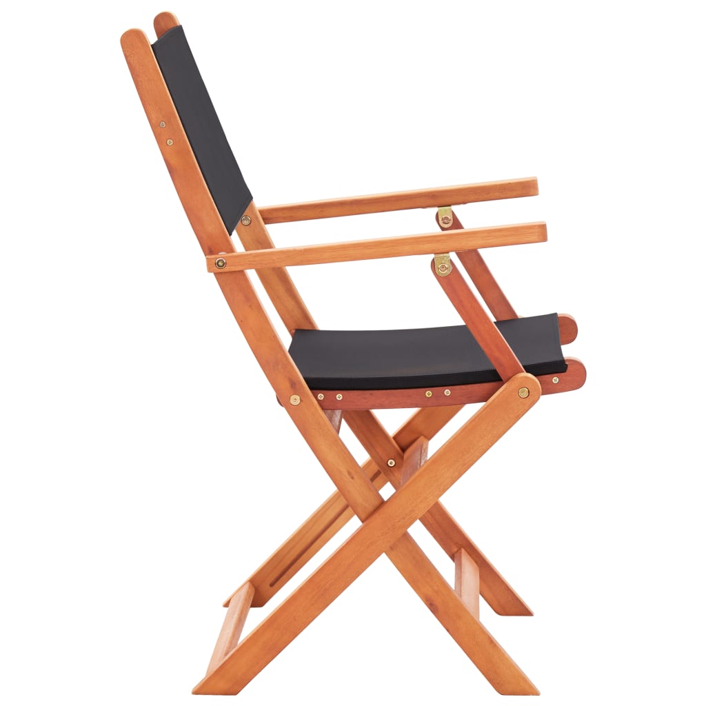 vidaXL Tuinstoelen inklapbaar 2 st eucalyptushout en textileen zwart - Aashly