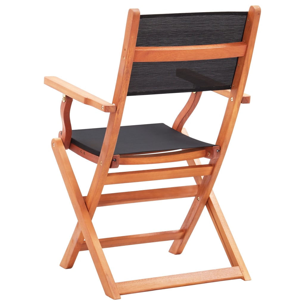 vidaXL Tuinstoelen inklapbaar 2 st eucalyptushout en textileen zwart - Aashly