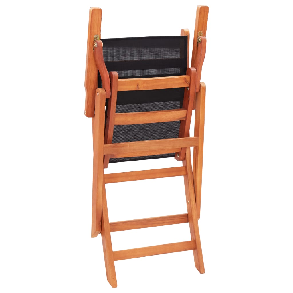 vidaXL Tuinstoelen inklapbaar 2 st eucalyptushout en textileen zwart - Aashly