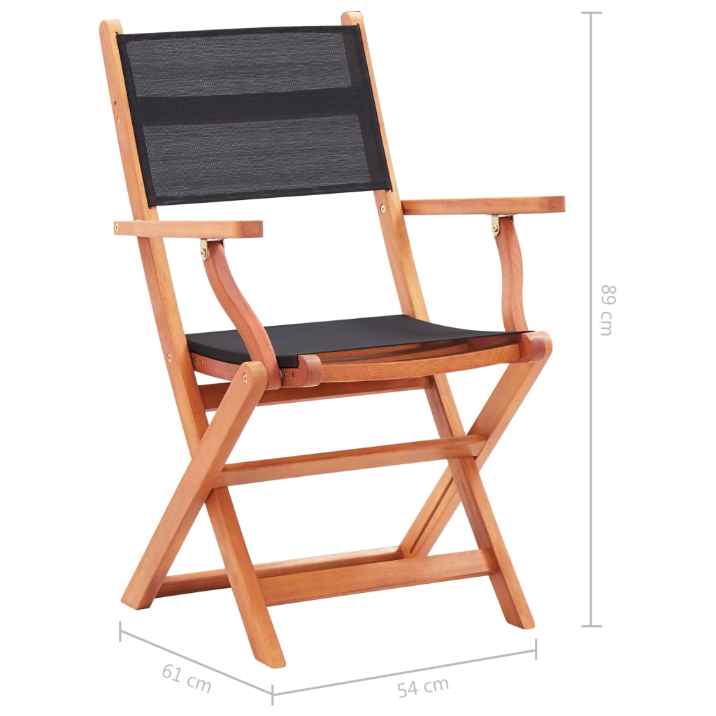 vidaXL Tuinstoelen inklapbaar 2 st eucalyptushout en textileen zwart - Aashly