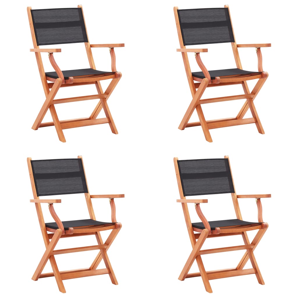 vidaXL Tuinstoelen inklapbaar 2 st eucalyptushout en textileen zwart - Aashly