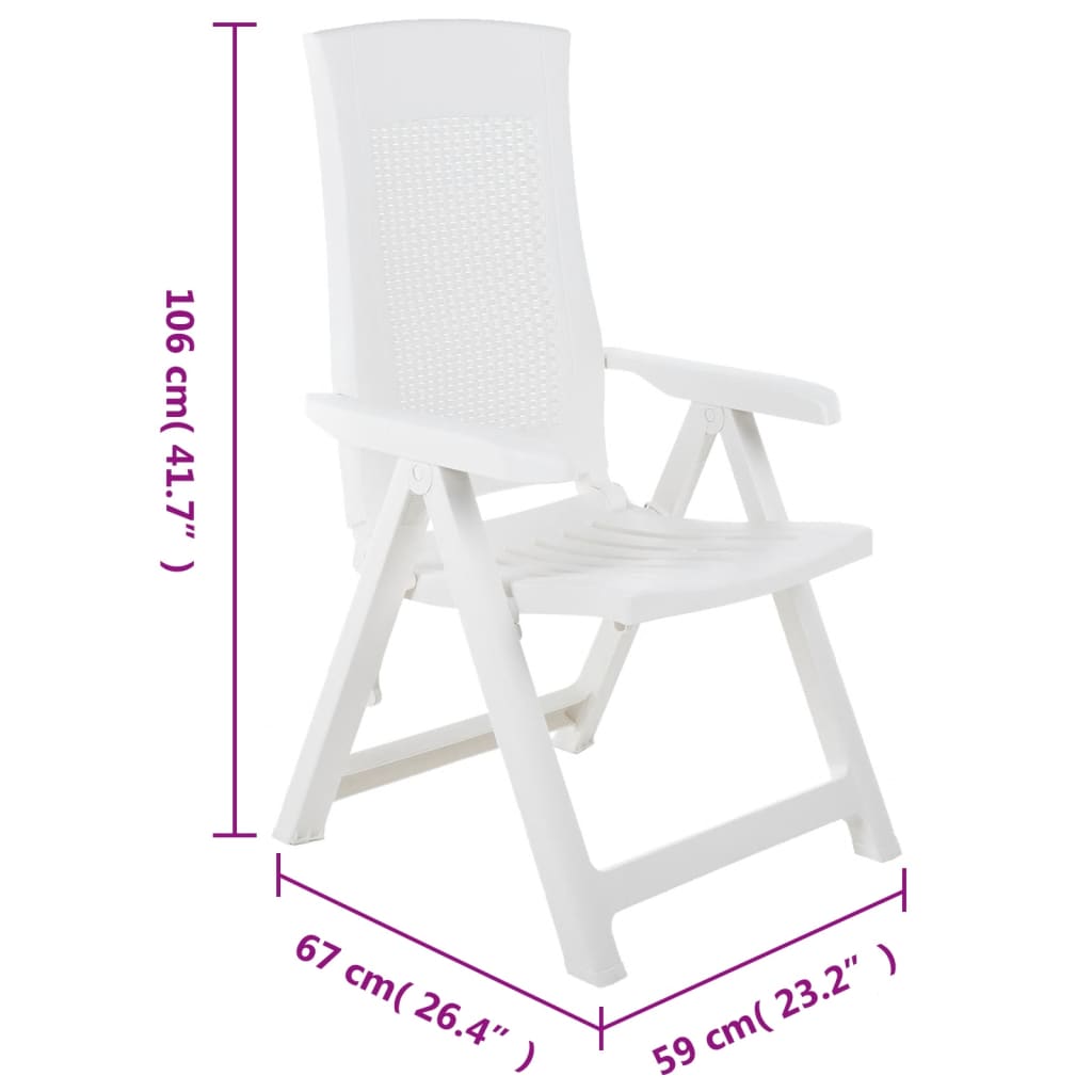 vidaXL Tuinstoelen 2 st verstelbaar kunststof wit - Aashly
