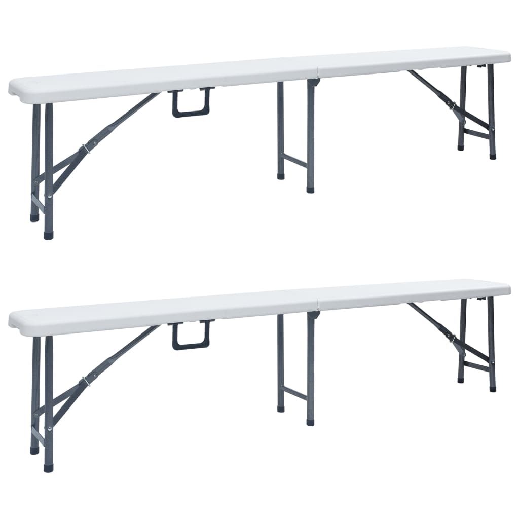 vidaXL Tuinbanken inklapbaar 2 st 180 cm HDPE zwart - Aashly