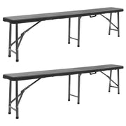 vidaXL Tuinbanken inklapbaar 2 st 180 cm HDPE zwart - Aashly
