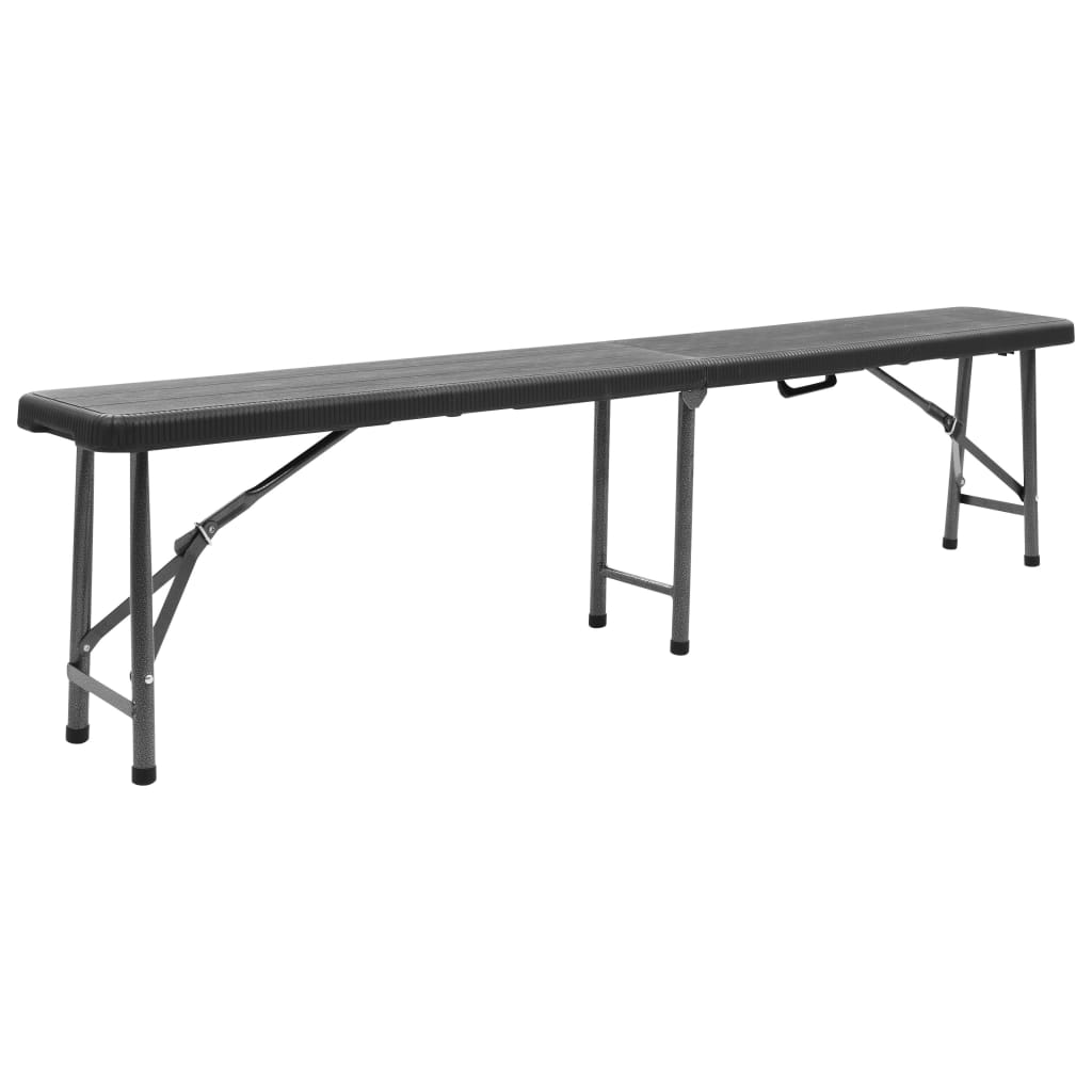 vidaXL Tuinbanken inklapbaar 2 st 180 cm HDPE zwart - Aashly