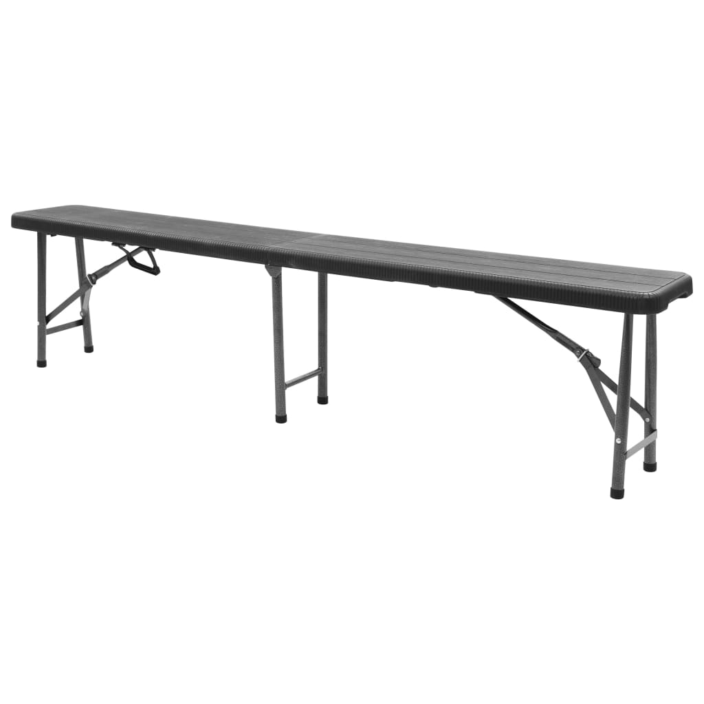 vidaXL Tuinbanken inklapbaar 2 st 180 cm HDPE zwart - Aashly