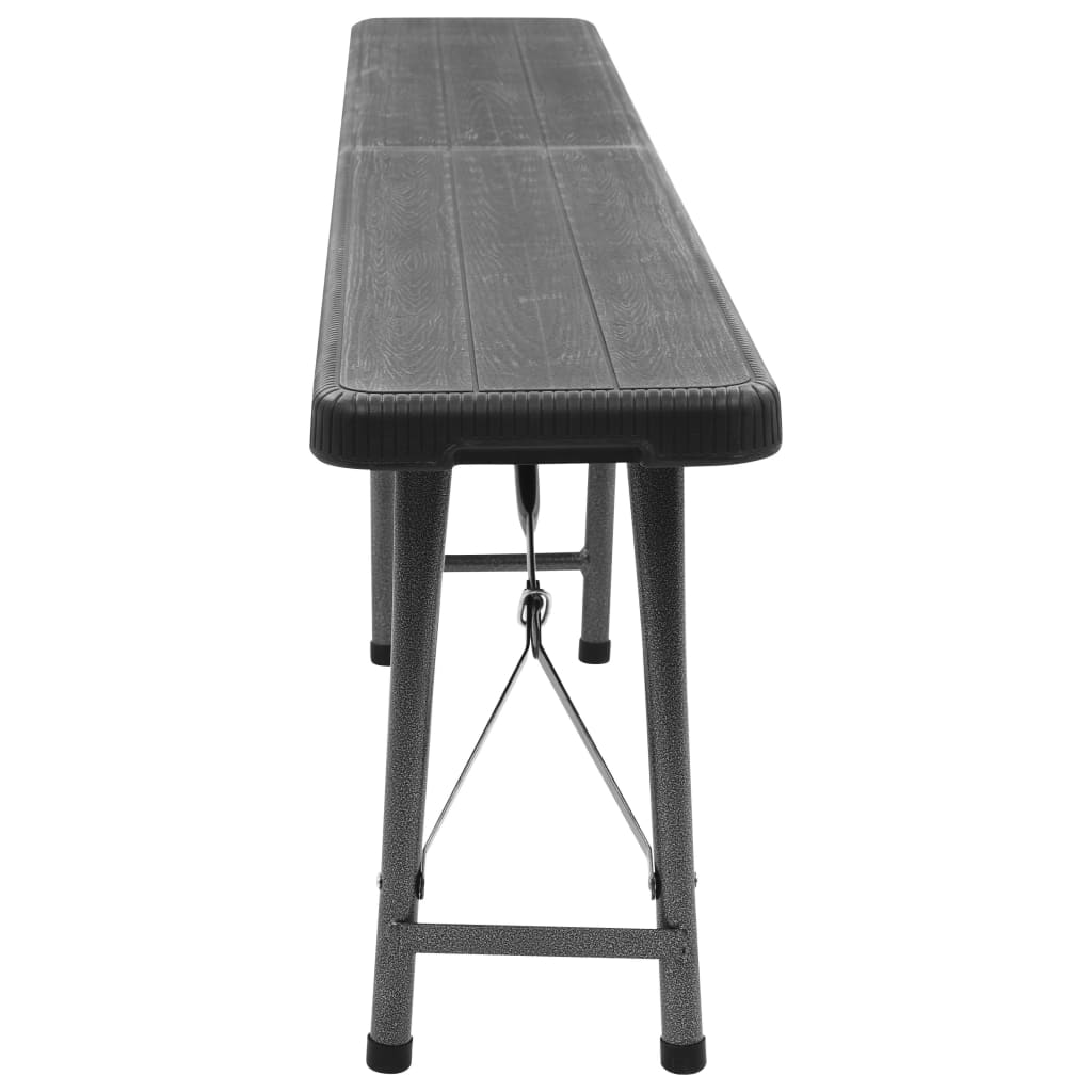 vidaXL Tuinbanken inklapbaar 2 st 180 cm HDPE zwart - Aashly
