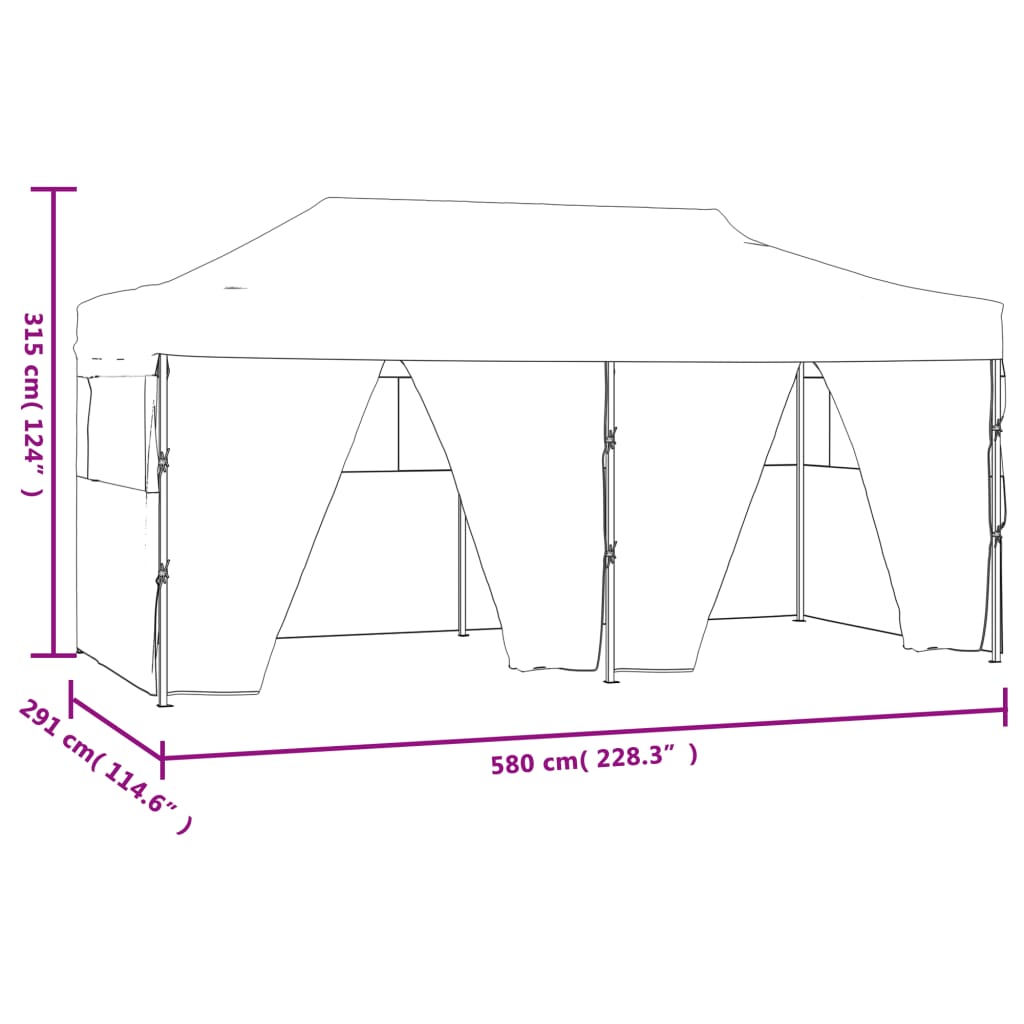 vidaXL Partytent met 4 zijwanden inklapbaar 3x6 m staal crème - Aashly
