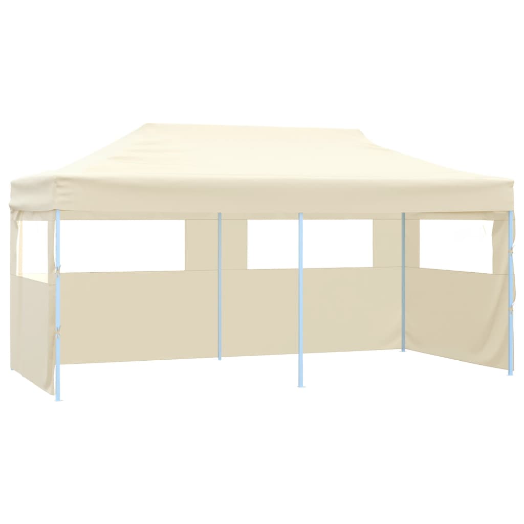 vidaXL Partytent met 4 zijwanden inklapbaar 3x6 m staal crème - Aashly