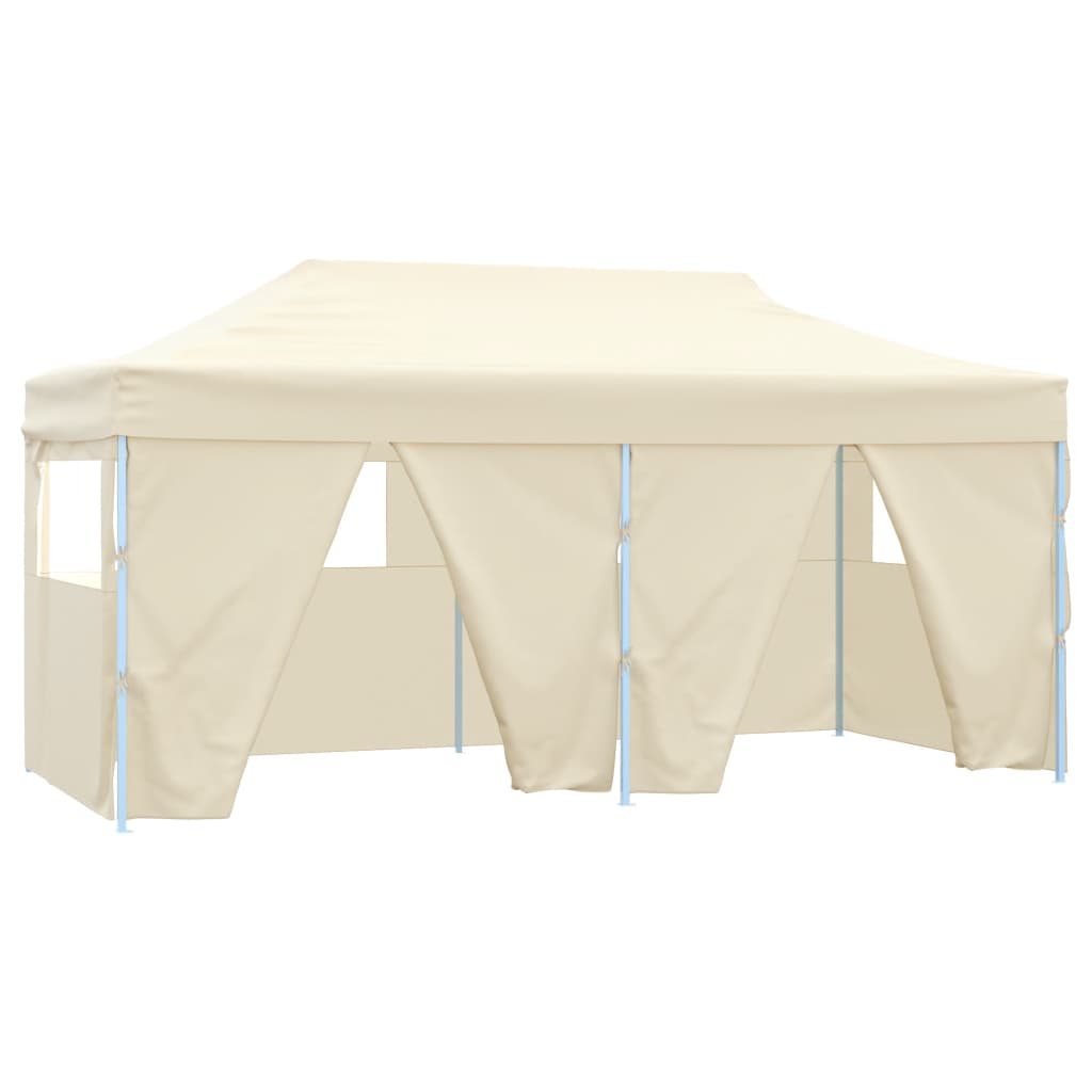 vidaXL Partytent met 4 zijwanden inklapbaar 3x6 m staal crème - Aashly